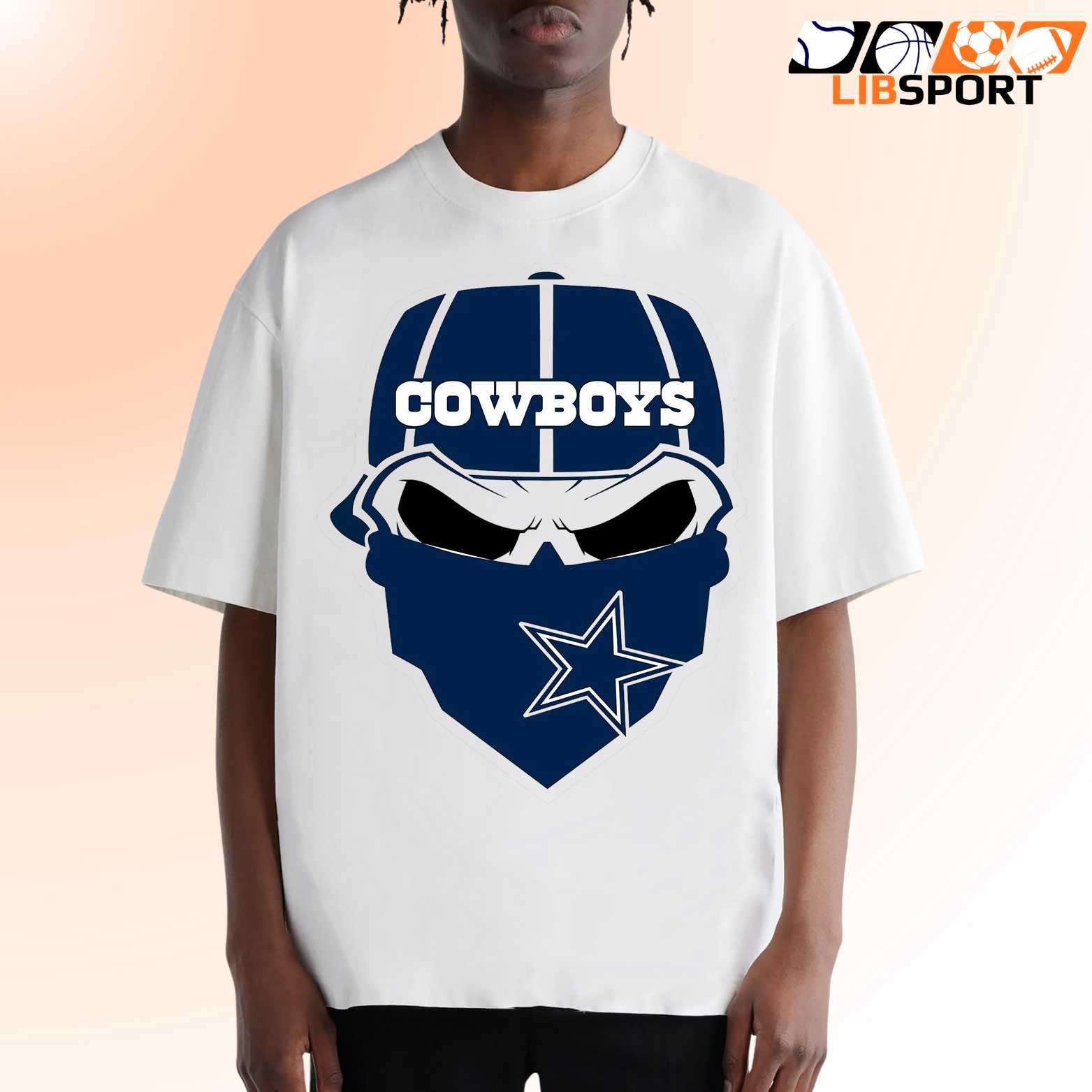 Dallas Cowboys Grit T-Shirt, Edgy Skull And Bandana Look, Stand Out On Game Day
